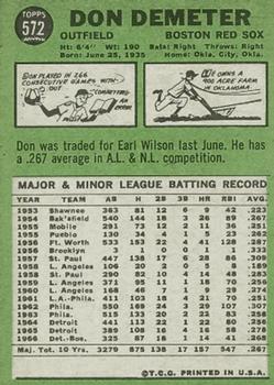 1967 Topps #572 Don Demeter Back