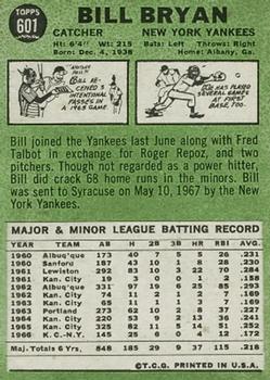 1967 Topps #601 Bill Bryan Back