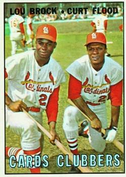 1967 Topps #63 Cards Clubbers (Lou Brock / Curt Flood) Front