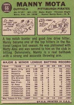 1967 Topps #66 Manny Mota Back