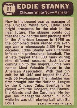 1967 Topps #81 Eddie Stanky Back