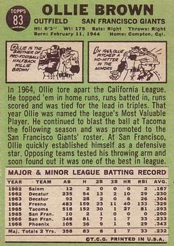 1967 Topps #83 Ollie Brown Back