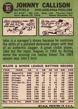 1967 Topps #85 Johnny Callison Back