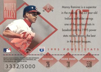1996 Donruss - Power Alley #9 Manny Ramirez Back