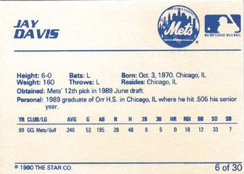1990 Star Kingsport Mets #6 Jay Davis Back