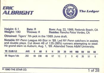 1990 Star Lakeland Tigers #1 Eric Albright Back