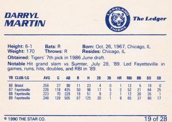 1990 Star Lakeland Tigers #19 Darryl Martin Back
