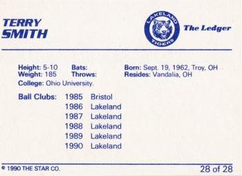1990 Star Lakeland Tigers #28 Terry Smith Back
