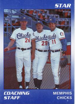 1990 Star Memphis Chicks #26 Coaching Staff (Jeff Cox / Guy Hansen / Brian Peterson) Front