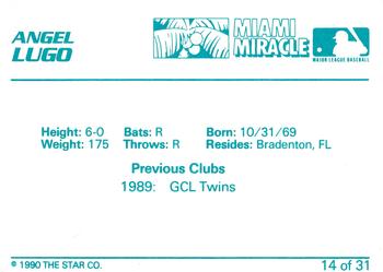 1990 Star Miami Miracle II #14 Angel Lugo Back