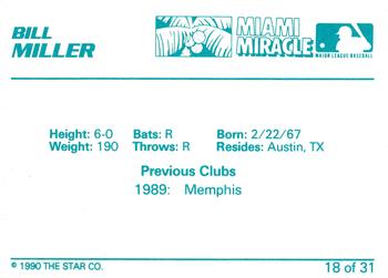 1990 Star Miami Miracle II #18 Bill Miller Back