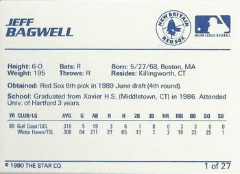 1990 Star New Britain Red Sox #1 Jeff Bagwell Back