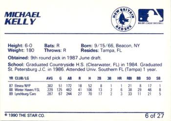 1990 Star New Britain Red Sox #6 Michael Kelly Back
