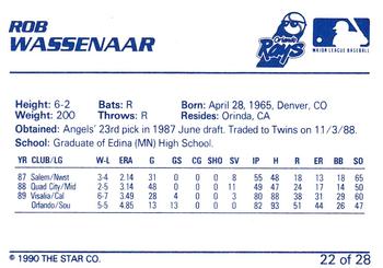 1990 Star Orlando Sun Rays #22 Rob Wassenaar Back