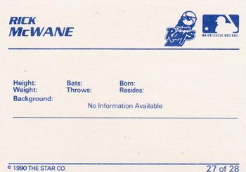 1990 Star Orlando Sun Rays #27 Rick McWane Back