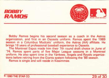 1990 Star Osceola Astros #29 Bobby Ramos Back