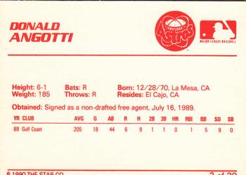 1990 Star Osceola Astros #2 Donald Angotti Back