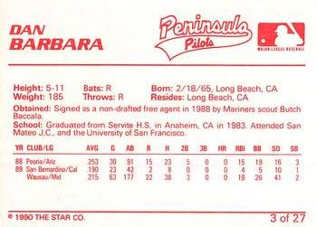 1990 Star Peninsula Pilots #3 Dan Barbara Back