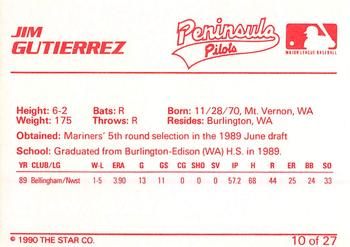 1990 Star Peninsula Pilots #10 Jim Gutierrez Back