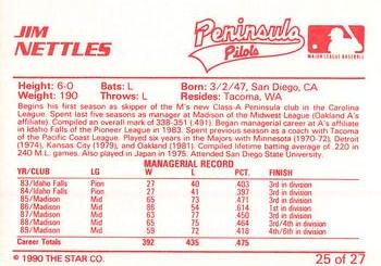 1990 Star Peninsula Pilots #25 Jim Nettles Back