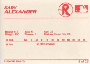 1990 Star Reading Phillies #2 Gary Alexander Back