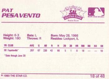 1990 Star South Atlantic League All-Stars #18 Pat Pesavento Back