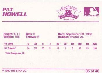1990 Star South Atlantic League All-Stars #35 Pat Howell Back