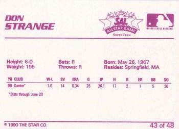 1990 Star South Atlantic League All-Stars #43 Don Strange Back