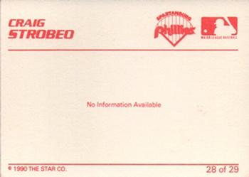 1990 Star Spartanburg Phillies #28 Craig Strobeo Back