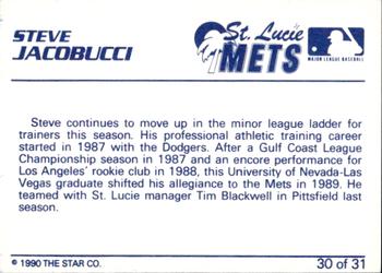 1990 Star St. Lucie Mets #30 Steve Jacobucci Back
