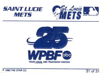 1990 Star St. Lucie Mets #31 Marc Goldberg Back