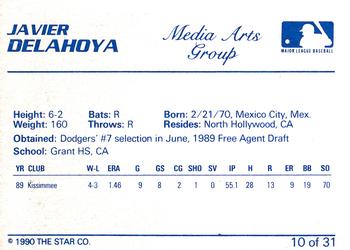 1990 Star Vero Beach Dodgers #10 Javier de la Hoya Back