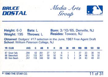 1990 Star Vero Beach Dodgers #11 Bruce Dostal Back