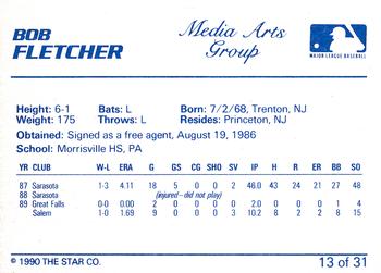 1990 Star Vero Beach Dodgers #13 Bob Fletcher Back