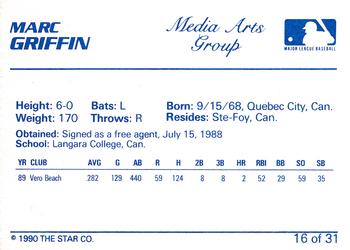 1990 Star Vero Beach Dodgers #16 Marc Griffin Back