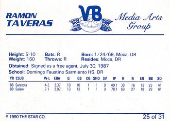 1990 Star Vero Beach Dodgers #25 Ramon Taveras Back