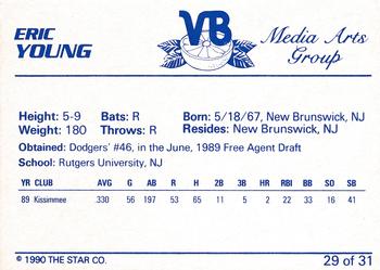 1990 Star Vero Beach Dodgers #29 Eric Young Back