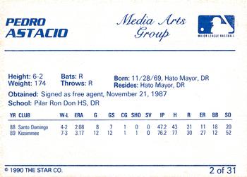 1990 Star Vero Beach Dodgers #2 Pedro Astacio Back