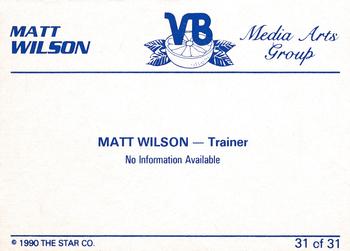 1990 Star Vero Beach Dodgers #31 Matt Wilson Back