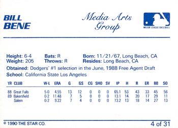 1990 Star Vero Beach Dodgers #4 Bill Bene Back