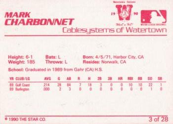 1990 Star Watertown Indians #3 Mark Charbonnet Back