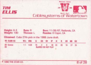 1990 Star Watertown Indians #8 Tim Ellis Back