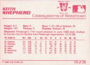 1990 Star Watertown Indians #19 Keith Shepherd Back