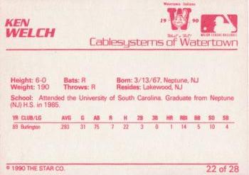 1990 Star Watertown Indians #22 Ken Welch Back