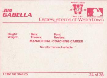 1990 Star Watertown Indians #24 Jim Gabella Back