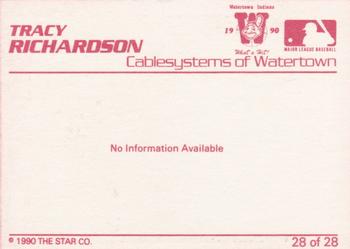 1990 Star Watertown Indians #28 Tracey Richardson Back