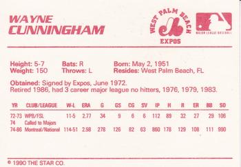 1990 Star West Palm Beach Expos #NNO Wayne Cunningham Back