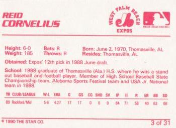 1990 Star West Palm Beach Expos #3 Reid Cornelius Back