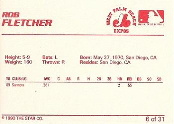 1990 Star West Palm Beach Expos #6 Rob Fletcher Back
