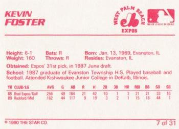 1990 Star West Palm Beach Expos #7 Kevin Foster Back
